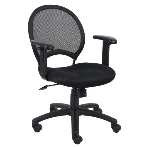 Boss Mesh Chair, Black with Adjustable Arms
